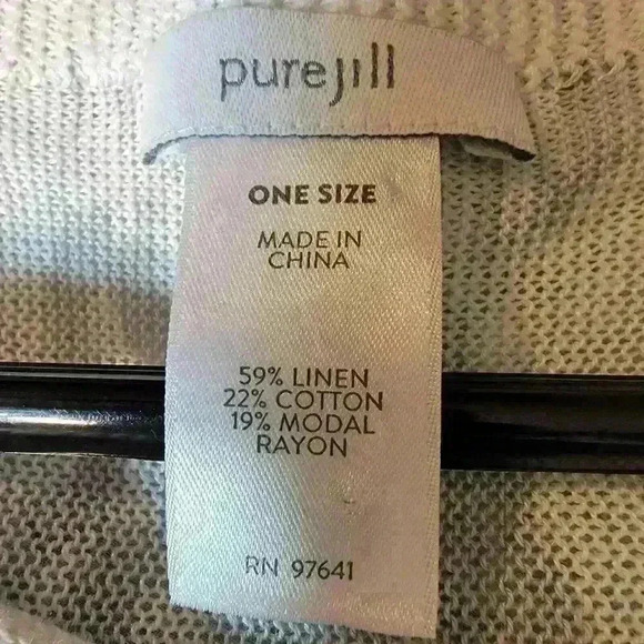 J.Jill Pure Jill Poncho Womens OS Zinc Grey Linen Blend Cape Lightweight Tassels - Picture 7 of 8